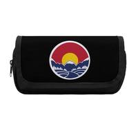 Mountain Sunset Colorado Flag Cute Double Pencil Case Large Capacity Portable Pen Pouch with Zippered