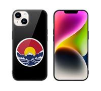Mountain Sunset Colorado Flag Printed Phone Case Unisex Cute Trendy Glass Cellphone Protective Cover Compatible with iPhone 14/14 Pro/14 Pro Max/14 Plus