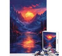 Mountain Sunset Jigsaw Puzzles 1000 Pieces for Adults Peaceful Calm Stress Relief Mindful Peaceful Leisure Game (38X52cm)