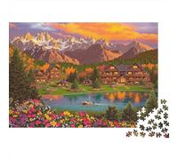 Mountain Sunset Lakeside 1000 Piece Jigsaw Puzzle Jigsaw Puzzle for Adults Night View Puzzle Game for Family Relaxation Decoration Gift 70x50cm/1000pcs