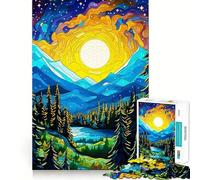 Mountain Sunset Landscape Adult Jigsaw Puzzles 1000 Pieces Mind Exercise Toy Calming Play Design Assembly Amazing Present (38x52cm)