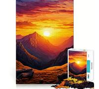 Mountain Sunset Landscape Digital Art 1000 Piece Jigsaw Puzzles for Adults Jigsaw Logic Sense Toy Leisure Fun Smooth Edge Heartfelt Gift (50x75cm)