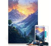 Mountain Sunset Landscape Jigsaw Puzzles 1000 Piece for Teenagers Boost Recall Stress Free Tight Edge Wall Art Decor (38x26cm)