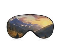Mountain Sunset Landscape Sleep Mask Light Block-Out Eye Mask for Side Sleeper Pressure-Free Soft Night Blindfold with Adjustable Strap Breathable Sleep Eye Cover for Travel