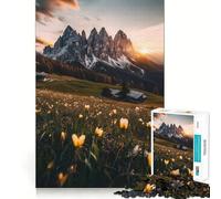 Mountain Sunset Meadow 1000 Pieces Jigsaws Adults Puzzles Gifts Memory Upgrade Leisure Time Sharp Cut Wall Art Decor (50x75cm)