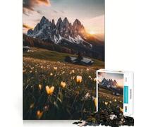 Mountain Sunset Meadow Puzzles for Teenagers 1000 Piece Strengthen Memory Tension Relief Smooth Edge Xmas Surprise (38x52cm)