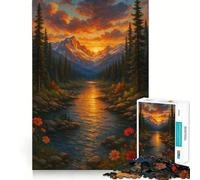 Mountain Sunset River Jigsaw Puzzles for Adults 1000 Pieces Logic Sense Toy Relaxing Fun Smooth Edge (38x26cm)