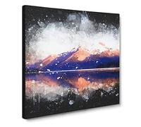 Mountain Sunshine in Canada Paint Splash Modern Canvas Wall Art Print Ready to Hang, Framed Picture for Living Room Bedroom Home Office Décor, 20x20 Inch (50x50 cm)