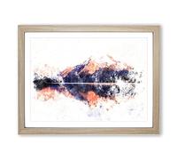 Mountain Sunshine In Canada Watercolour Modern Framed Print | A2 Oak Framed Wall Art | Ready to Hang | Modern Landscape Picture | Living Room Bedroom Lounge Office
