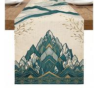 Mountain Table Runner, Elegant Geometric Peaks and Flowing Lines Decor for Home Family Gatherings Seasonal Celebrations 13x90 Inch