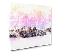 Mountain Through the Clouds Watercolour Canvas Print | Gallery Wrapped 30mm Frame Wall Art | 20x20 inches | Ready to Hang | Modern Landscape Picture | Living Room Bedroom Lounge Office