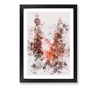 Mountain Through The Forest Watercolour Framed Print | A2 Black Framed Wall Art | Ready to Hang | Modern Landscape Picture | Living Room Bedroom Lounge Office