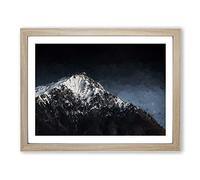 Mountain Top In Italy In Abstract Modern Art Framed Print | A3 Oak Framed Wall Art | Ready to Hang | Abstract Landscape Picture | Living Room Bedroom Lounge Office