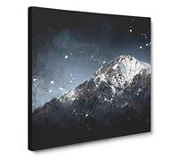 Mountain Top in Italy Paint Splash Modern Canvas Wall Art Print Ready to Hang, Framed Picture for Living Room Bedroom Home Office Décor, 14x14 Inch (35x35 cm)