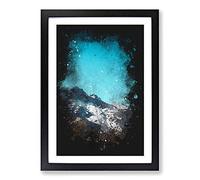 Mountain Top in Santiago Chile Paint Splash Framed Print | A2 Black Framed Wall Art | Ready to Hang | Modern Landscape Picture | Living Room Bedroom Lounge Office