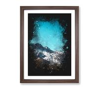 Mountain Top In Santiago Chile Paint Splash Modern Framed Print | A4 Walnut Framed Wall Art | Ready to Hang | Modern Landscape Picture | Living Room Bedroom Lounge Office