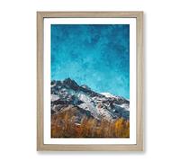 Mountain Top In Santiago Chile Painting Modern Framed Print | A4 Oak Framed Wall Art | Ready to Hang | Modern Landscape Picture | Living Room Bedroom Lounge Office