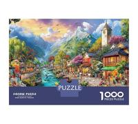 Mountain Town Scene 1000 Piece Jigsaw Puzzle with Whimsical Design - A Charming Challenge for Adults And Kids Age 14 Years Up52x38cm/1000pcs