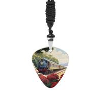 Mountain Train Railroad Tracks Personalized Guitar Picks Necklace Guitar Pendant Jewelry Gifts for Women Men