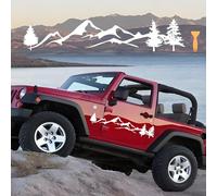 Mountain Tree Car Decals, Waterproof Vinyl Auto Decals Car Side Body Stickers, Universal Graphic Stickers Hood Decal Car Window Stickers Decoration for SUV Off-Road Vehicles Jeep Camper Truck,White