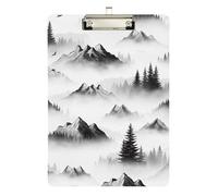 Mountain Tree Gray Clipboard Acrylic Cute Clipboard A4 Standard Size Clipboards Hardboard, 12.5 x 9 Inches Silver Clip