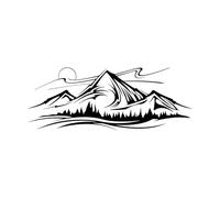 Mountain Tree Sun Camping Rv Sticker Decal Travel Camper Motorhome Explore Landscape Vinyl Car Auto Truck-XL-48x128cm-Black