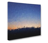 Mountain Under the Blue Sky Canvas Print | Gallery Wrapped 30mm Frame Wall Art | 14x14 inches | Ready to Hang | Abstract Landscape Picture | Living Room Bedroom Lounge Office