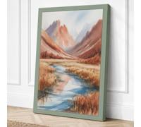 Mountain Valley at Autumn Canvas Wall Art Print 24x16 Inch