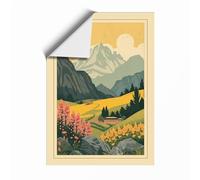 Mountain Valley at Dawn Japandi Unframed Wall Art Print A3 (42×29.7cm), Wall Decor for Living Room, Bedroom, Office & Home, Art Gift