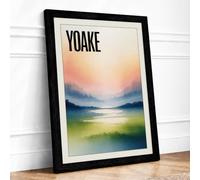 Mountain Valley at Dawn Minimalist Framed Wall Art Print A1 (84.1×59.4cm) Black, Wall Decor for Living Room, Bedroom, Office & Home, Ready to Hang, Art Gift