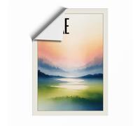 Mountain Valley at Dawn Minimalist Unframed Wall Art Print A2 (59.4×42cm), Wall Decor for Living Room, Bedroom, Office & Home, Art Gift