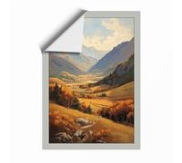 Mountain Valley at Rest Rustic Unframed Wall Art Print A4 (29.7×21cm), Wall Decor for Living Room, Bedroom, Office & Home, Art Gift