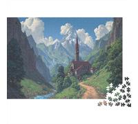Mountain Valley Church 1000 Piece Jigsaw Puzzle Puzzle Game for Family Scenic Pathway 1000pc set for adults relaxation 70x50cm/1000pcs