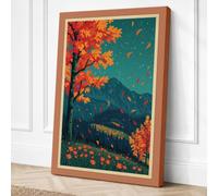 Mountain Valley in Autumn Canvas Wall Art Print 18x12 Inch