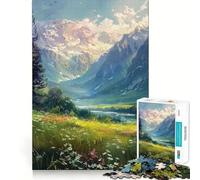 Mountain Valley Landscape 1000 Piece Jigsaw Puzzles for Adults Memory Gain Peaceful Time Design Assembly Premium Gift (38x52cm)