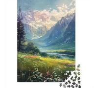 Mountain Valley Landscape 1000-Piece Puzzle for Adults, 52x38cm/1000pcs; White Cardboard for Simple Sorting; Shared Family Time Around The Table