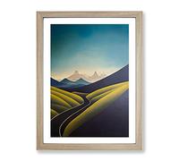 Mountain Valley Landscape No.2 Framed Print for Living Room Bedroom Home Office Décor, Wall Art Picture Ready to Hang, Oak A4 Frame (34 x 25 cm)