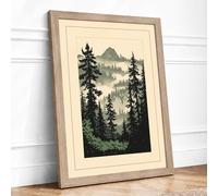 Mountain Valley Silence Scandinavian Framed Wall Art Print A4 Oak