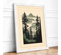 Mountain Valley Silence Scandinavian Framed Wall Art Print A4 White
