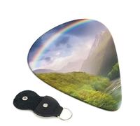 Mountain Valley With Rainbow 6 Pack Guitar Picks With Holder, Personalized Guitar Plectrums Non-Slip Portable Ukulele Bass Picks 0.96mm For Acoustic Guitar Lovers Gifts