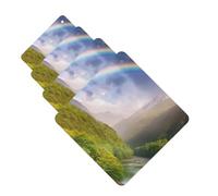 Mountain Valley with Rainbow Car Air Fresheners Cards Set of 4 Pieces Personalized Car Fresheners Gifts for Men Women Auto Aromatherapy Tablets Hanging Scented Cards for Wardrobe Bathroom