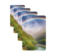 Mountain Valley with Rainbow Car Air Fresheners Cards Set of 4 Pieces Personalized Car Fresheners Gifts for Men Women Auto Aromatherapy Tablets Hanging Scented Cards for Wardrobe Bathroom