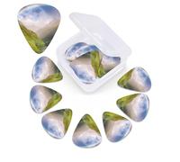 Mountain Valley with Rainbow Guitar Picks 12 Pack Plectrums with Organizer Box, 3 Different Thickness Includes Thin Medium Heavy Picks