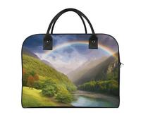 Mountain Valley with Rainbow Laptop Tote Bag Casual Travel Handbag Multi Pocket Shoulder Bags for Work Travel