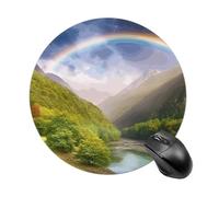 Mountain Valley with Rainbow Mousepad Round Anti-Slip Waterproof Rubber Base Mice Mat Cute Mousepad for Work Office Home Gaming Laptop Men Women Small Size 7.8 X 7.8 Inches