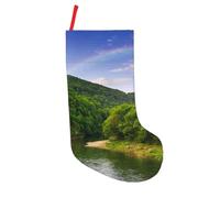Mountain Valley With Rainbow Print Christmas Stocking 18 Inches - Large Fireplace Hanging Holiday Party Decoration For Family Xmas Tree