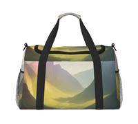 Mountain Valley with Rainbow Print Travel Duffel Bag for Men & Women, Foldable Travel Bags and Spacious Weekender Tote Bag for Storage Toiletry Luggage Personal Item, Black, L