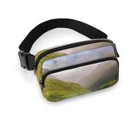 Mountain Valley with Rainbow Waist Bag Fashion Fanny Bag with Adjustable Strap for Outdoor Workout Cycling Unisex, white, 20x13cm, Waist Bag