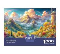 Mountain Valley with Windmill 1000-Piece Jigsaw Puzzle Colorful Windmill Classic Educational Game for Family Puzzle Time 70x50cm/1000pcs
