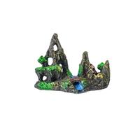 Mountain View Aquarium Decor and Cave with Tree House Hotel for Small Fish